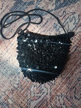 Lancome Black Sequin Crossbody Bag